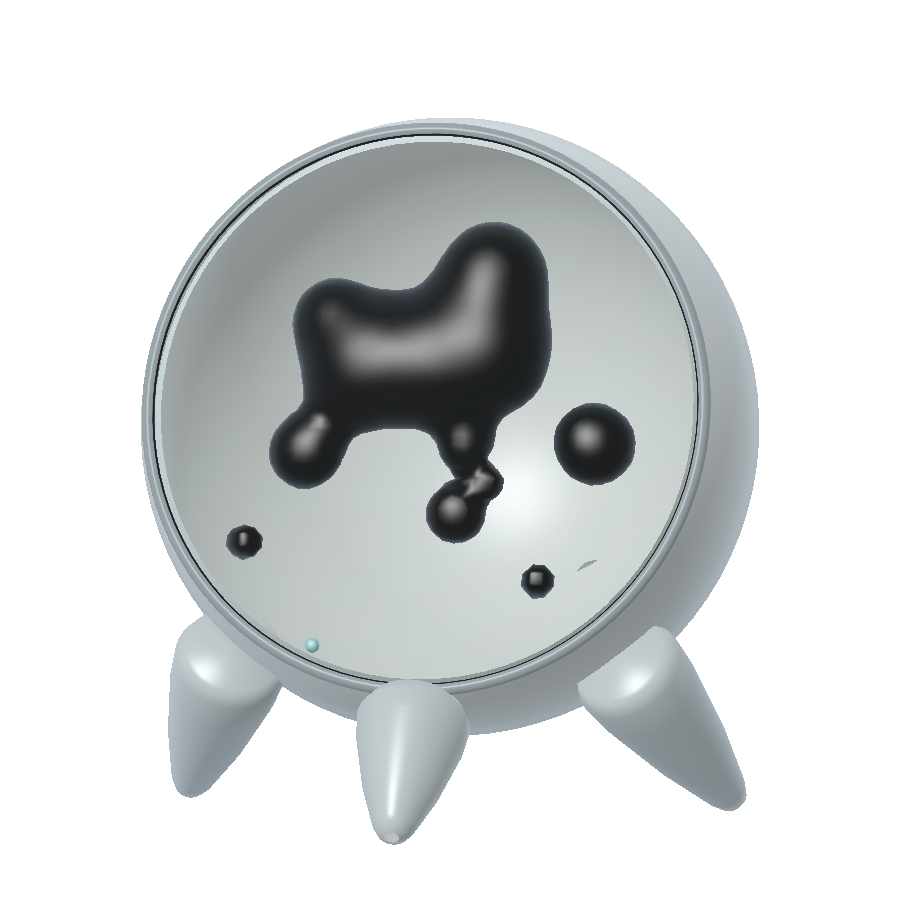 Ferrofluid orb speaker beside the phone